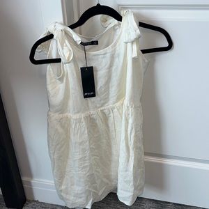 Nasty Gal White Shoulder Tie Dress, US size 10, Never Worn - Has Tags